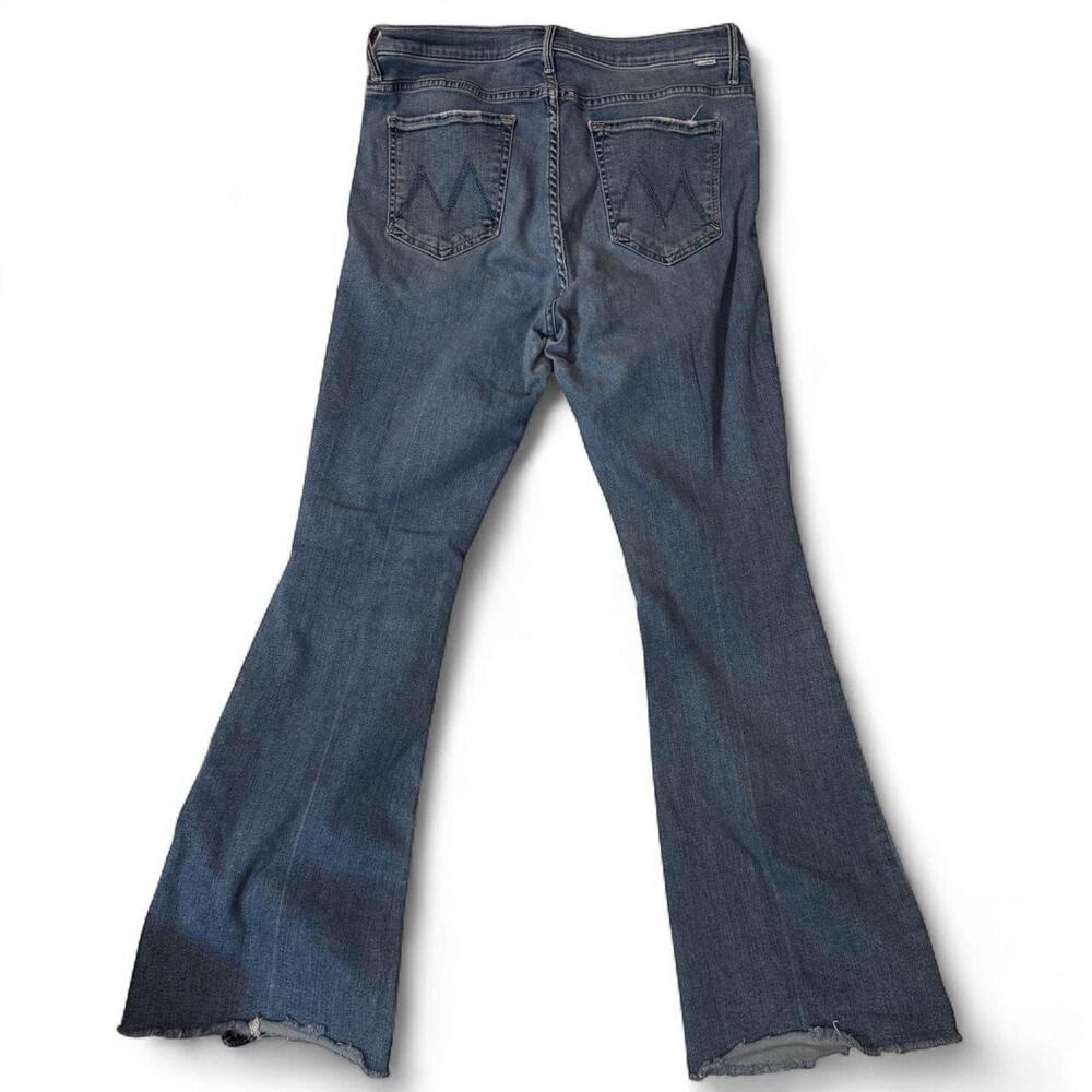 MOTHER The Weekender Fray Jeans Bazaar Medium Faded Blue Stretch Denim 31